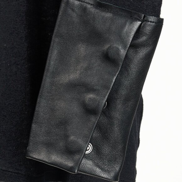 Helmut Lang Black Angora Leather-Trim Cozy Long Sleeve Top - Picture 7 of 11